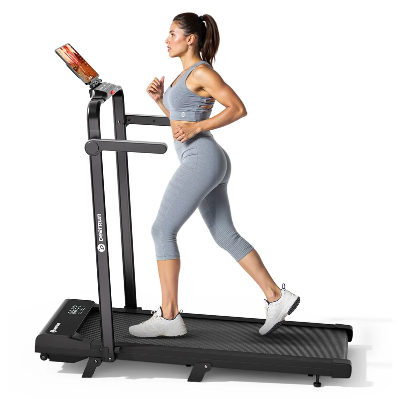 DeerRun 2026 Neues A6 plus Laufband mit Griff, 5 % Steigung, 2-in-1-Design, Schwarz
