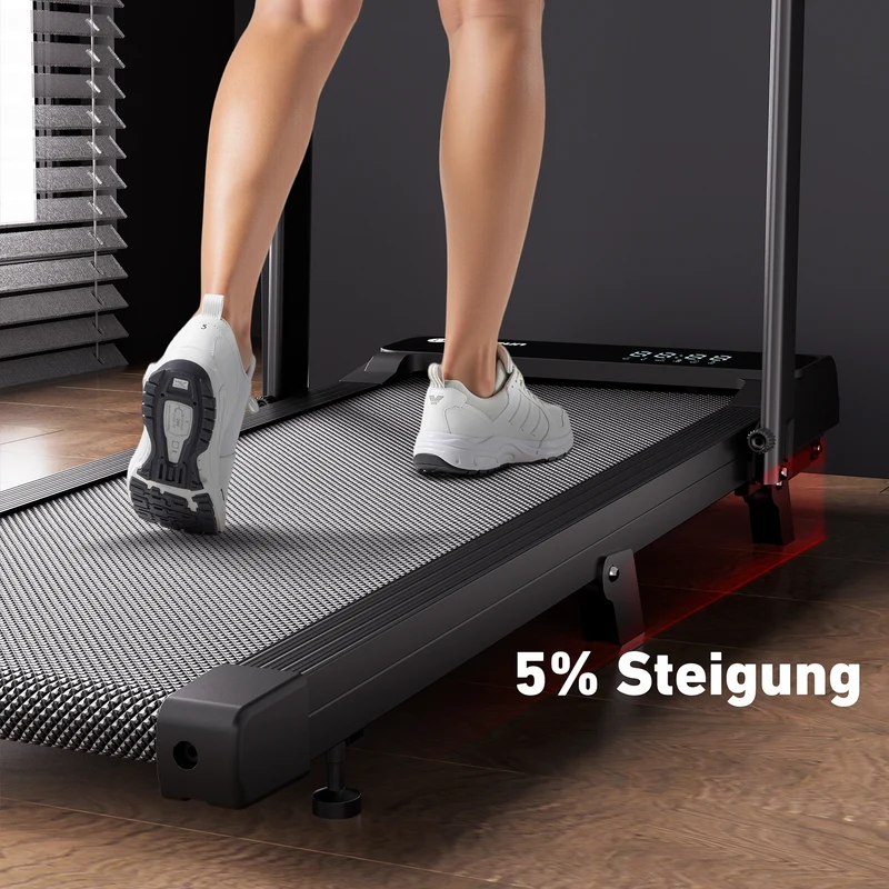 DeerRun 2026 Neues A6 plus Laufband mit Griff, 5 % Steigung, 2-in-1-Design, Schwarz