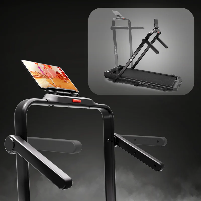 DeerRun 2026 Neues A6 plus Laufband mit Griff, 5 % Steigung, 2-in-1-Design, Schwarz