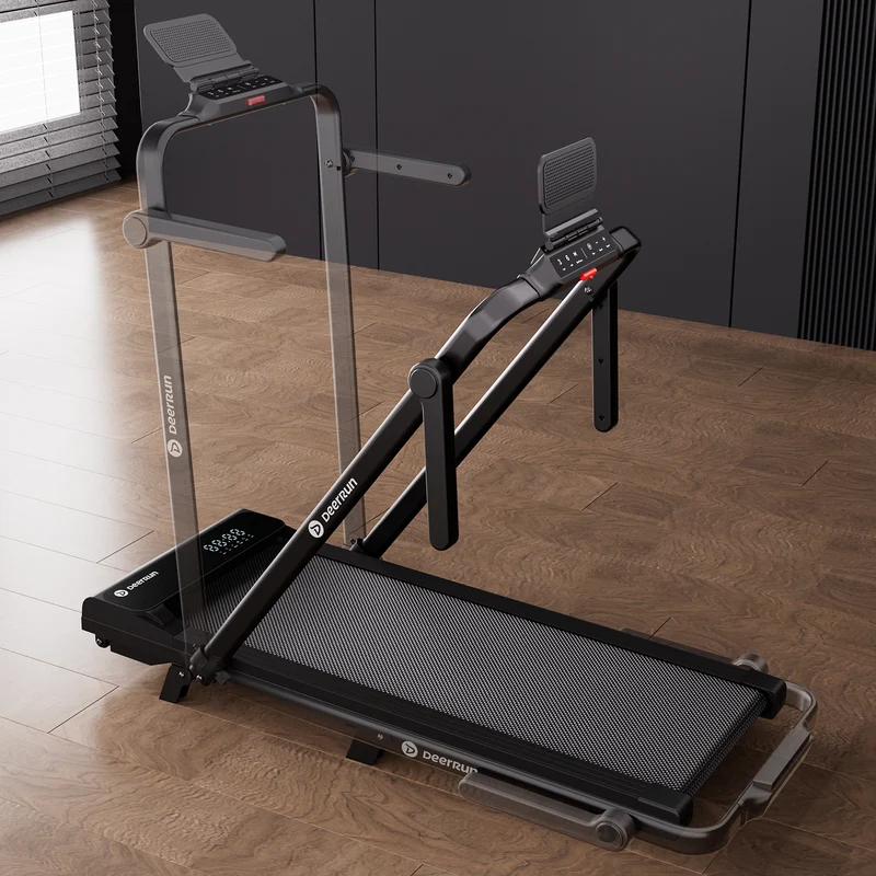 DeerRun 2026 Neues A6 plus Laufband mit Griff, 5 % Steigung, 2-in-1-Design, Schwarz