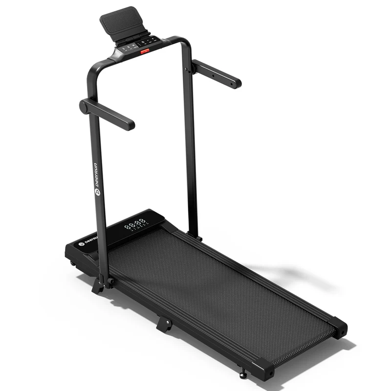 DeerRun 2026 Neues A6 plus Laufband mit Griff, 5 % Steigung, 2-in-1-Design, Schwarz