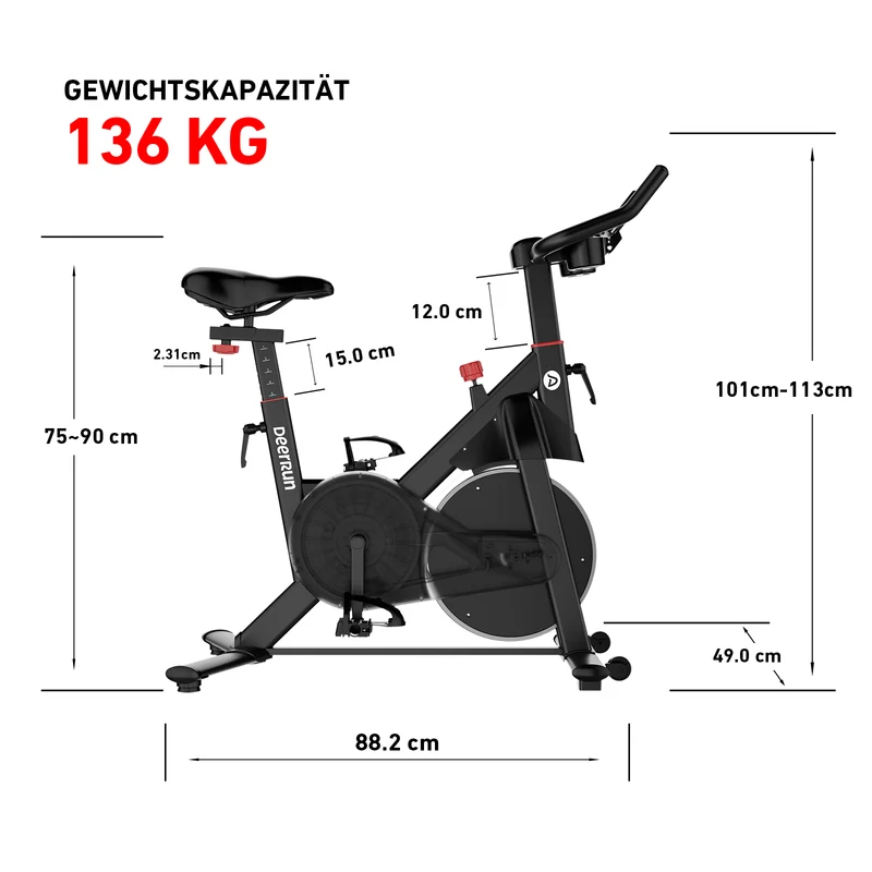DeerRun S500 Pro Heimtrainer Fahrrad mit 32 magnetischen Widerstandsstufen & LED-Display