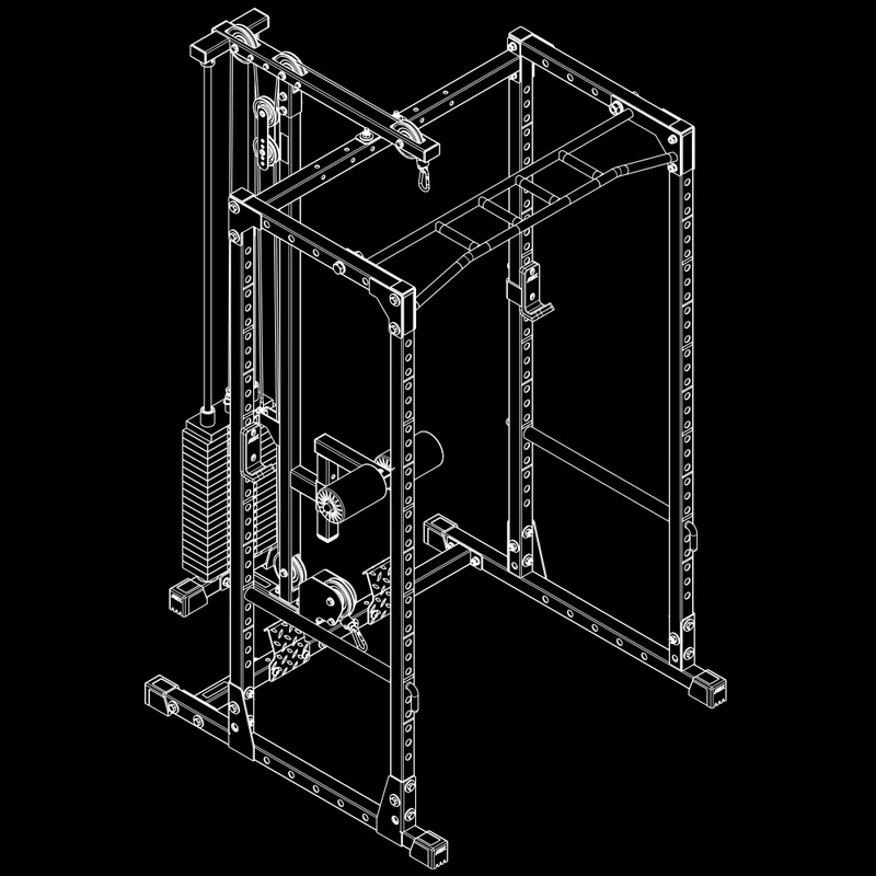 ATX® Power Rack PRX-510-XS mit Latzug 100 kg Steckgewichte - Höhe 198 cm