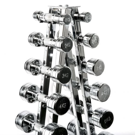 Hantelpyramide chrom für 1 bis 10 kg Hanteln