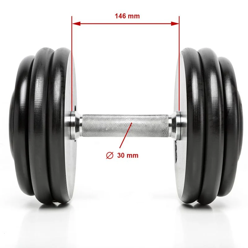 CHD Komplett Hantelsätze - Guss glatt - 2 kg Steigung 4 - 70 kg
