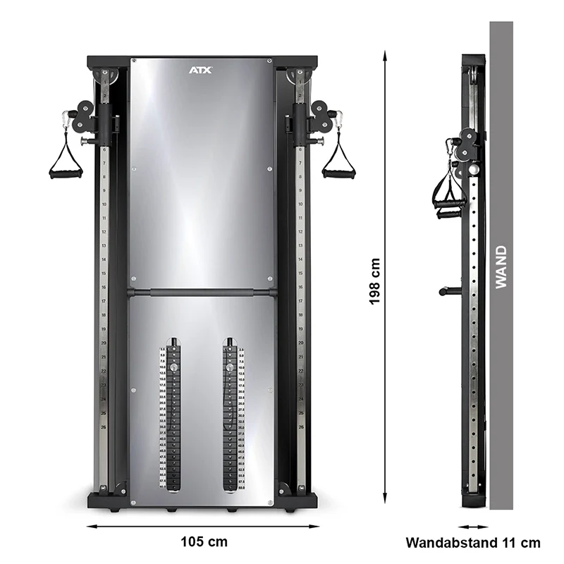 ATX® Duale Wandzugstation Mirror - mit 2 x 60 kg Steckgewichten