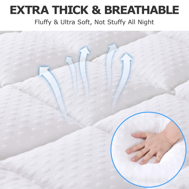 AIRHOT Dual Layer 3 Inch Memory Foam Mattress Topper, 2 Inch Gel Memory Foam and 1 Inch Cooling Pillow Top Mattress Pad Cover