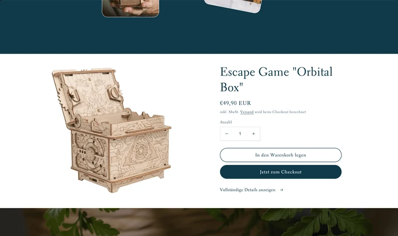 Escape Game aus Holz Shop - Projekt #158