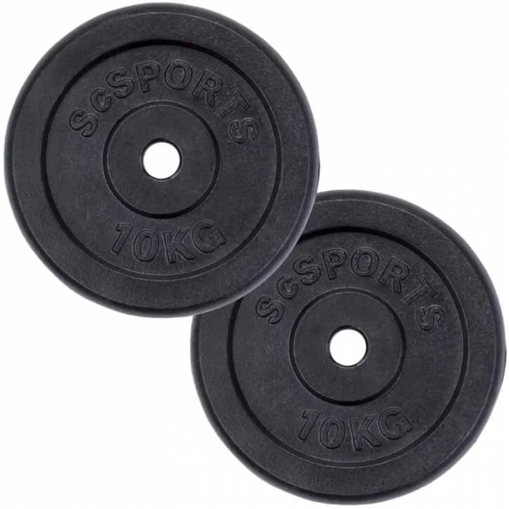 Hantelscheibenset Gusseisen Schwarz 2x10 kg