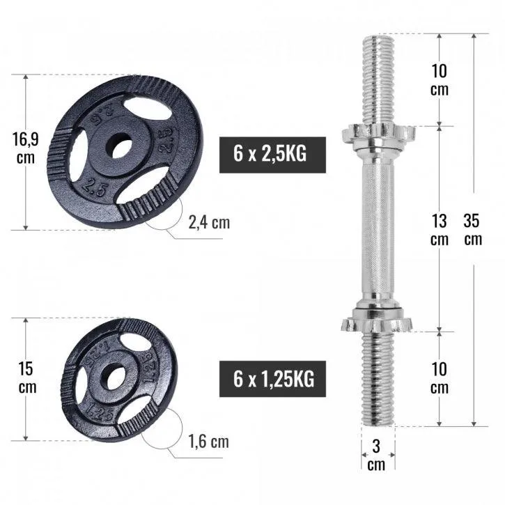 Kurzhantelset Gusseisen Gripper mit Sternverschluss 27.5 kg