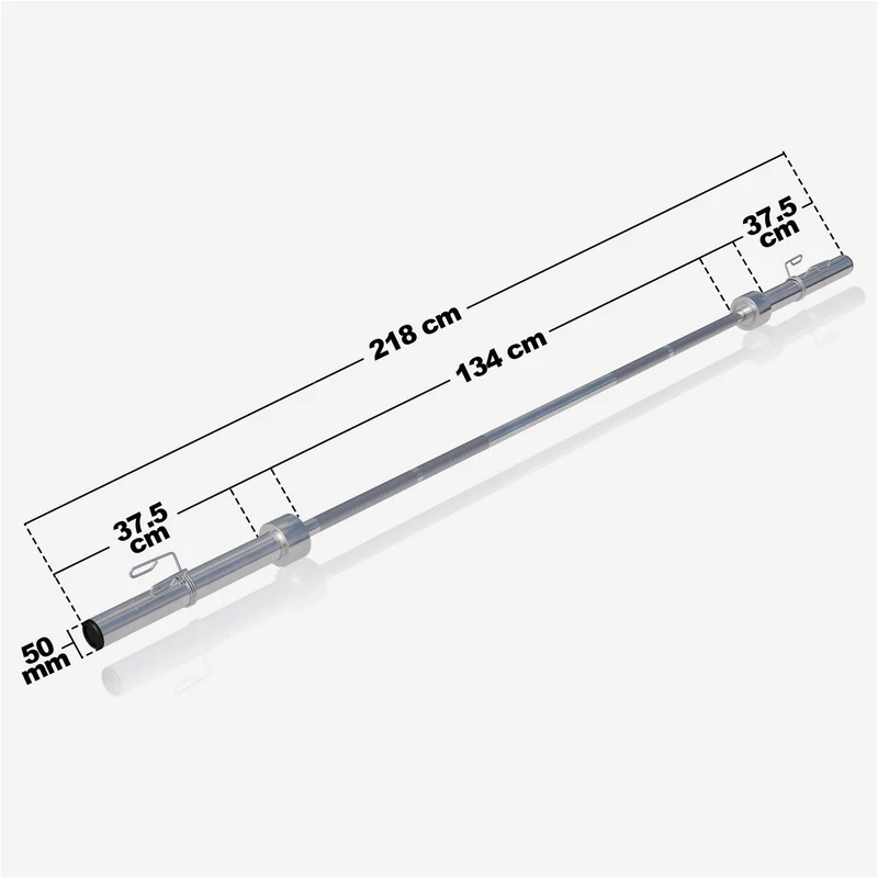 Olympia Langhantel 218 cm mit Federverschluss Chrom