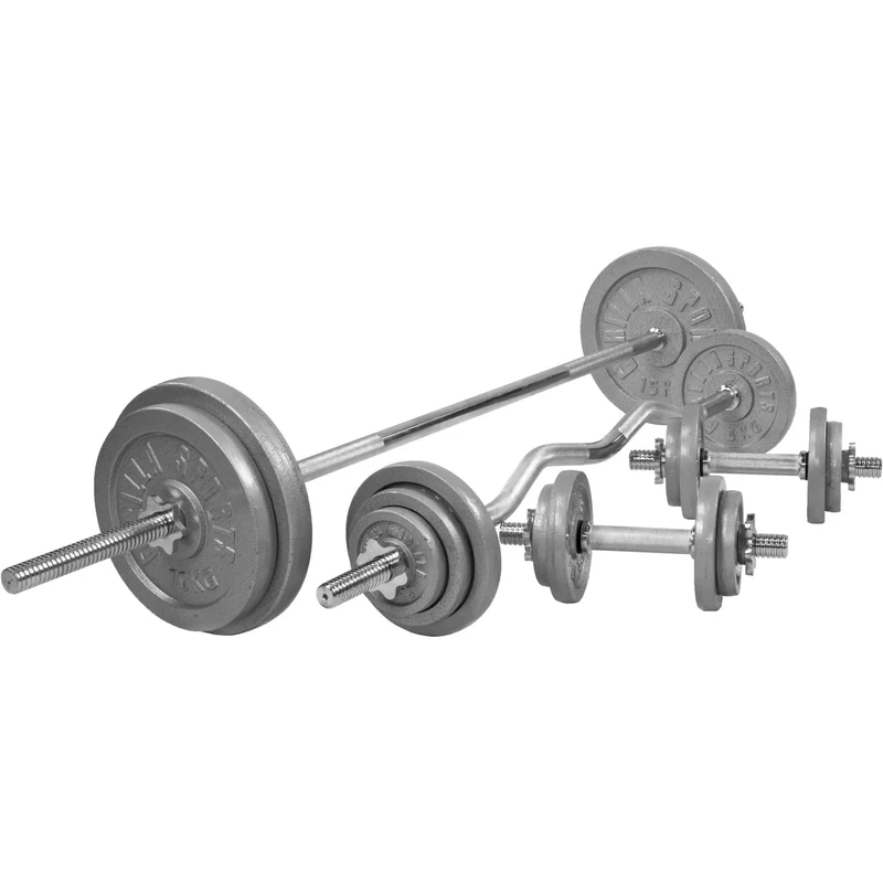 Hantelset Gusseisen 108 kg Silber