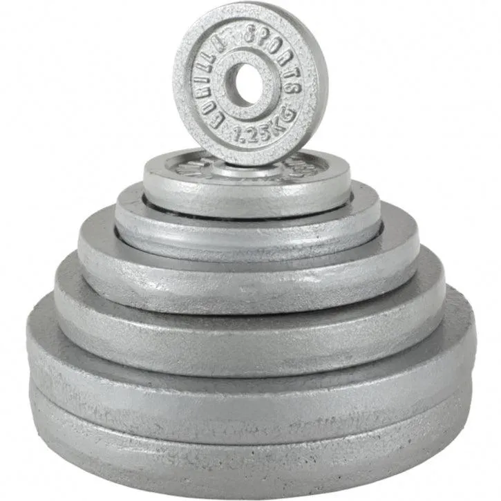 Langhantelset Gusseisen 100 kg Silber