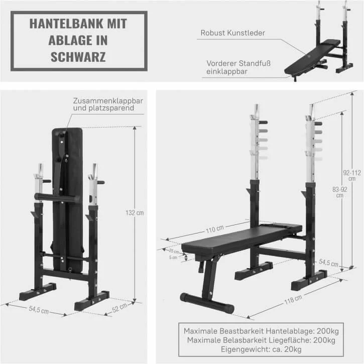 Hantelbank mit Ablage Kunststoff-Grip 100 kg