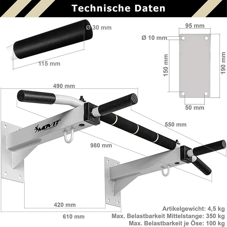 Klimmzugstange zur Wandmontage