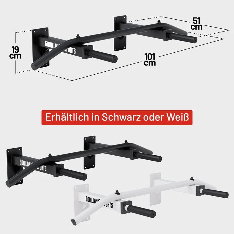 Klimmzugstange Wandbefestigung in Schwarz und Weiss