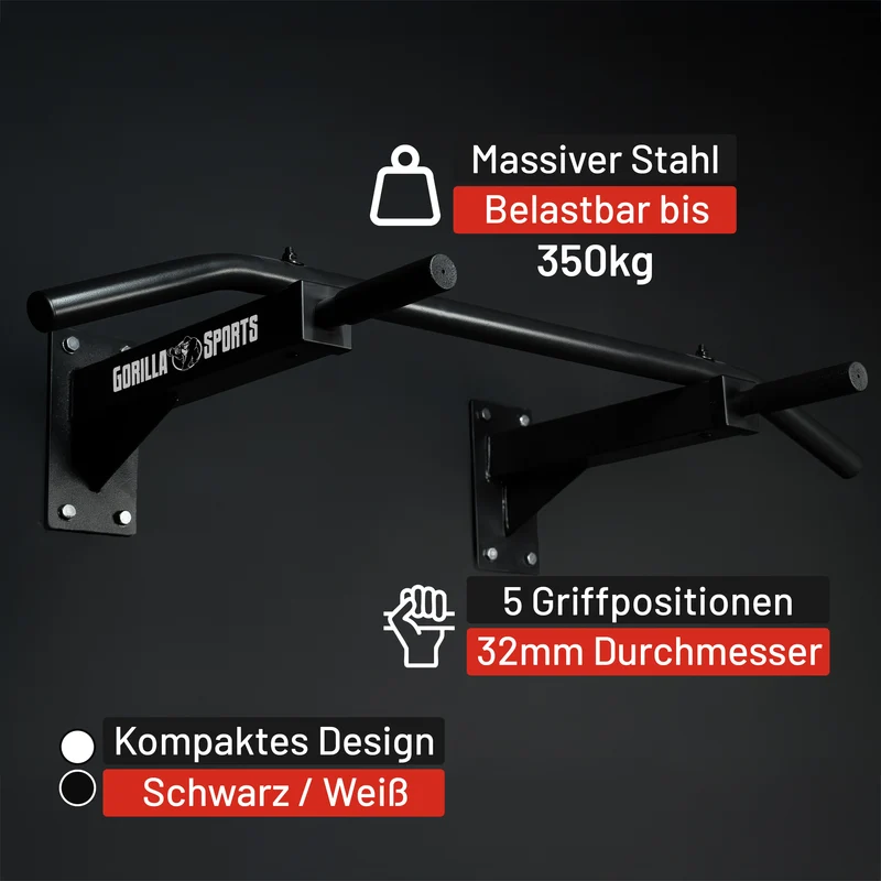 Klimmzugstange Wandbefestigung in Schwarz und Weiss