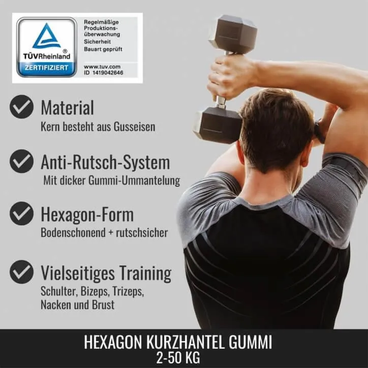 Hexagon Gummi Studio Hantel 2-50 KG