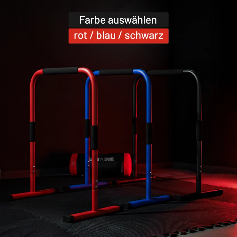Push Up Stand Dip Barren Schwarz/Rot/Blau
