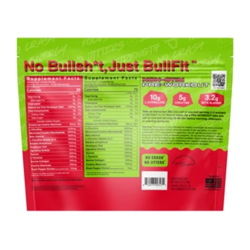Bull Fit Suplemento Deportivo De-Calf Pre-Workout, 40 Porciones
