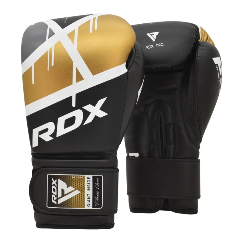 RDX Guantes para Boxeo Ego F7, Negro/Dorado