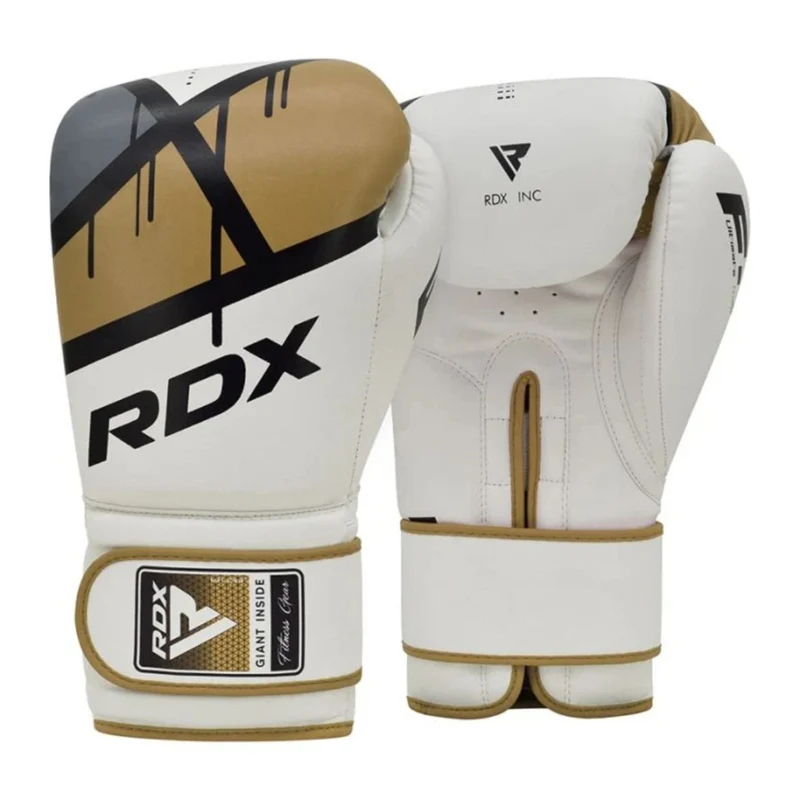 RDX Guantes para Boxeo Ego F7, Blanco/Dorado