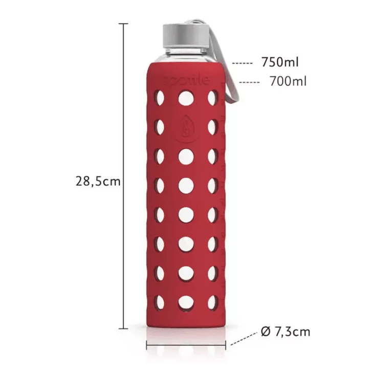 SPOTTLE Glasflasche mit Silikonhülle 750ml