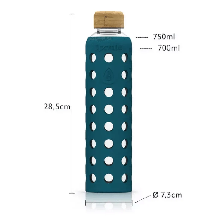 SPOTTLE Glasflasche mit Silikonhülle 750ml