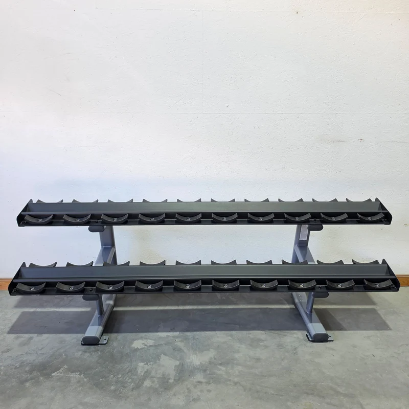 Matrix Kurzhantelständer für 10 Paare, Magnum 10-Pair Pro-Style Dumbbell Rack MG-A510, mit Ablageschalen, Farbe Silber, gebraucht - guter geprüfter Zustand
