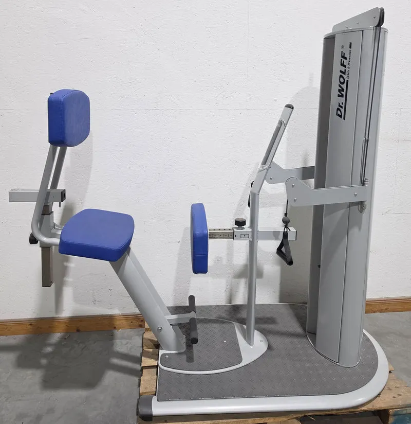 Dr. Wolff Multifidus Trainer 906, Segmentale Stabilisation der LWS, sitzend, Farbe Silber, gebraucht - überholter Zustand