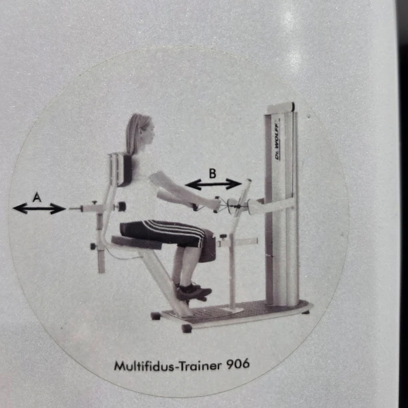 Dr. Wolff Multifidus Trainer 906, Segmentale Stabilisation der LWS, sitzend, Farbe Silber, gebraucht - überholter Zustand