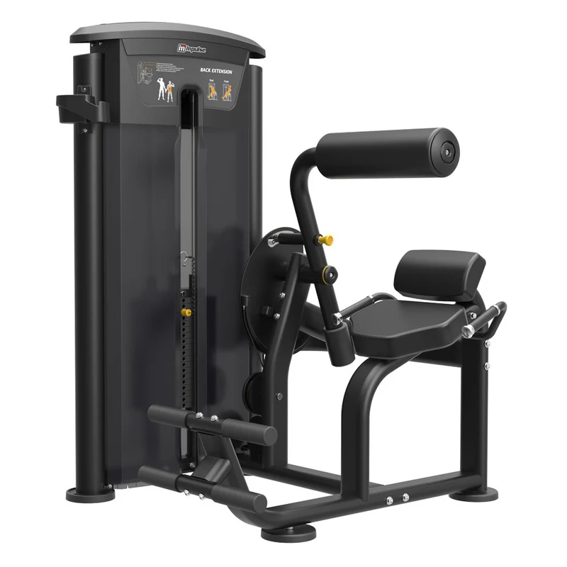 Impulse Fitness Rückenstrecker, Hyperextension, IT9532, Back Extensionl, 90kg Gewichtsblock, Black Edition
