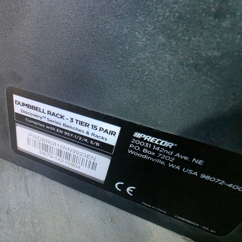 Jordan Kurzhantelsatz aus Urethane 2,5 bis 40kg in 2,5kg Stufen ( 16 Paare ) Material ähnlich Gummi bzw PU Polyurethane, INKLUSIVE Precor Kurzhantelablage, gebraucht - mit Gebrauchsspuren