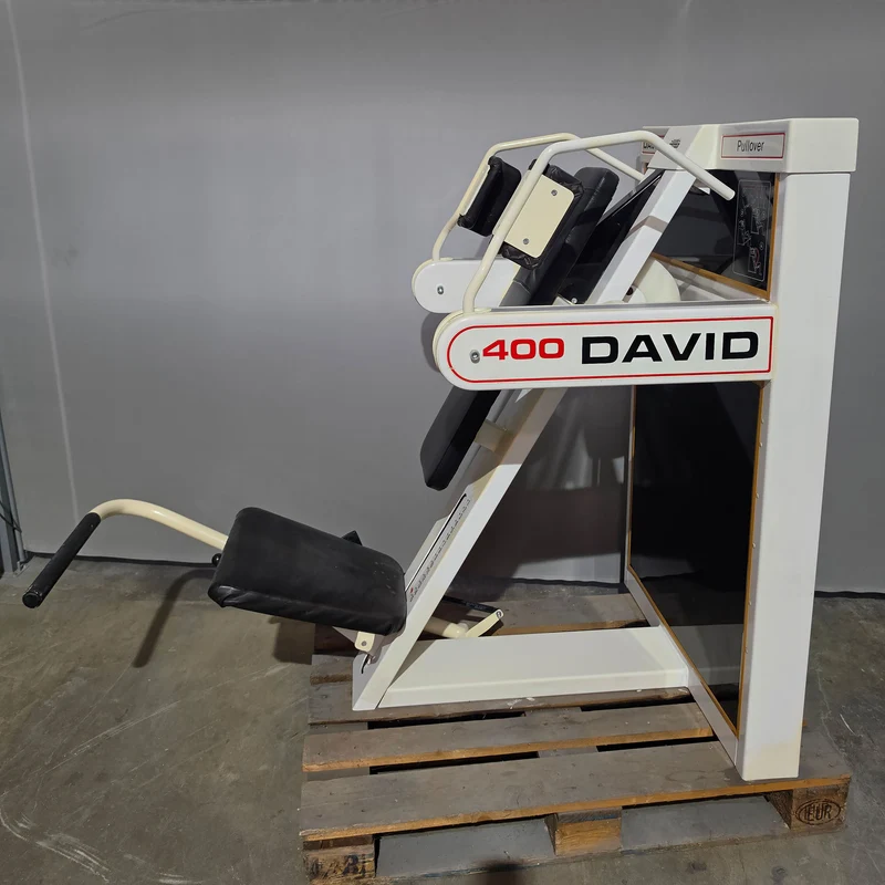 David 400 Pullover, Große Version mit dem 190kg Gewichtsblock! 400 LBS Version, SELTEN, Überzugmaschine, Oldschool Bodybuilding, Rahmenfarbe Weiß, gebraucht - mit Gebrauchsspuren