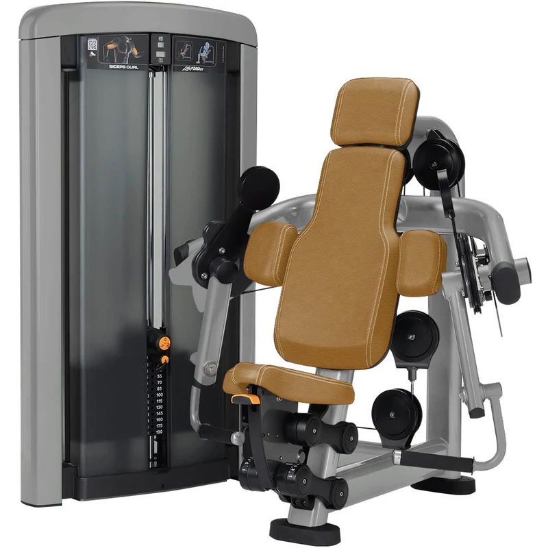 Life Fitness Biceps Curl, Insignia Series, Bizepsmaschine, Farbe Platinum Silber, Polster Wheat Braun, Neuwertig