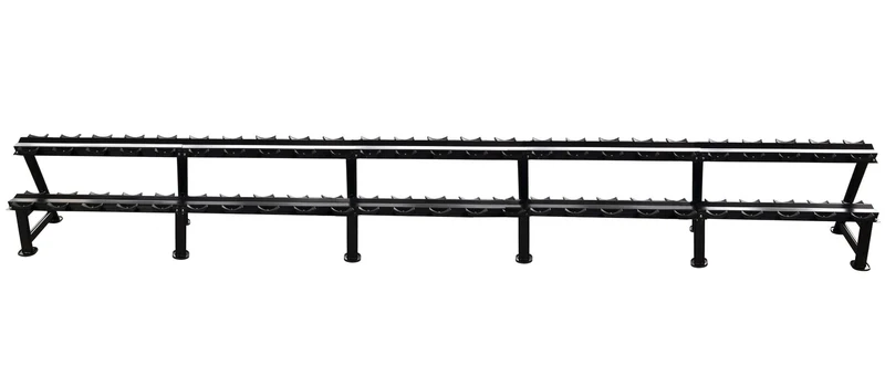 Ablage für Kurzhantelsätze, 2 Reihig für 25 Paare, Ständer / Regal für Hanteln, mit Ablageschalen, DankSport, Farbe Schwarz - NEU