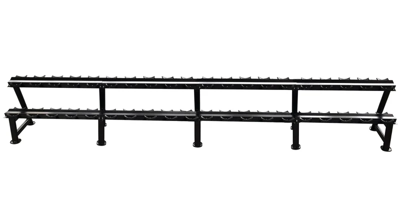 Ablage für Kurzhantelsätze, 2 Reihig für 20 Paare, Ständer / Regal für Hanteln, mit Ablageschalen, DankSport, Farbe Schwarz - NEU