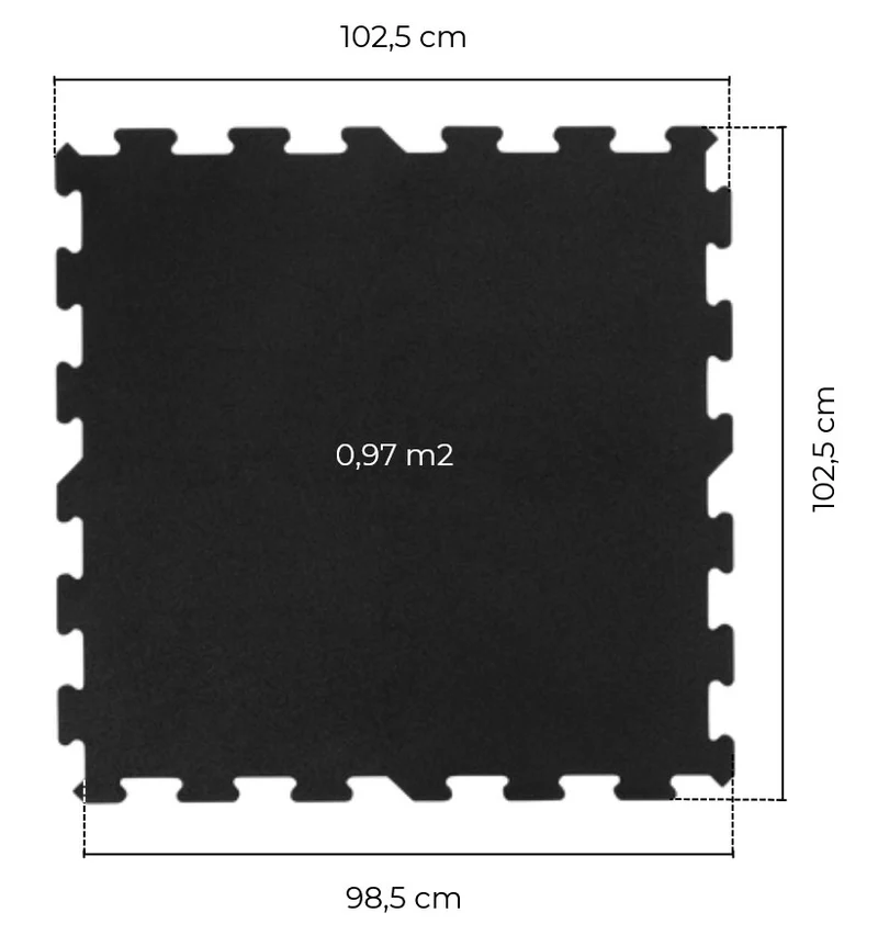Sportboden aus Gummi, Puzzle Elemente, 20mm Stärke, Fitnessmatten, Fitnessboden, Bodenschutzmatten, Farbe Schwarz - NEU