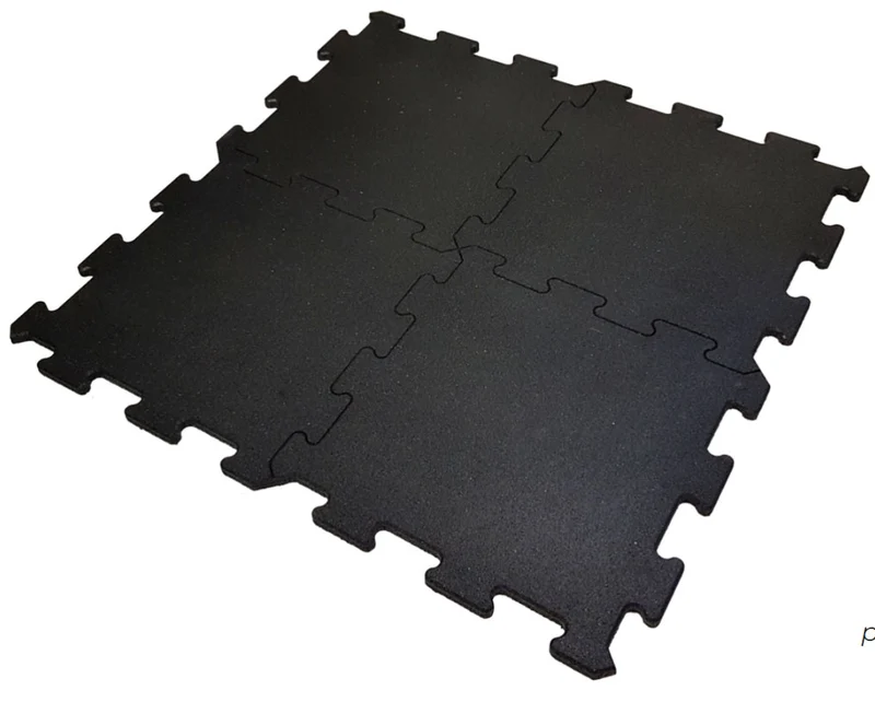 Sportboden aus Gummi, Puzzle Elemente, 10mm Stärke, Fitnessmatten, Fitnessboden, Bodenschutzmatten, Farbe Schwarz - NEU