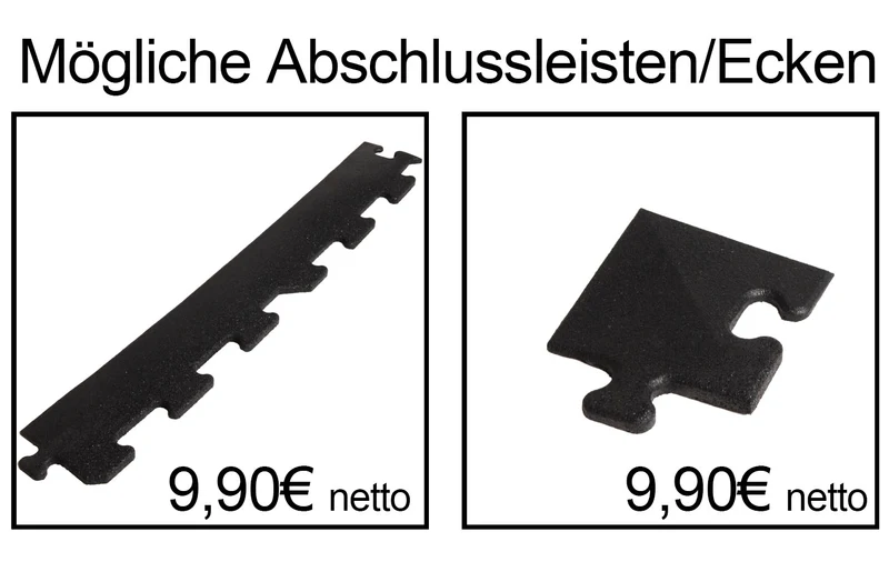 Sportboden aus Gummi, Puzzle Elemente, 10mm Stärke, Fitnessmatten, Fitnessboden, Bodenschutzmatten, Farbe Schwarz - NEU