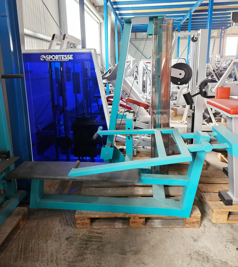 Gym80, Bankdrückmaschine liegend, Chest Press, Edition Line, Rahmenfarbe Türkis, gebraucht - geprüfter Zustand