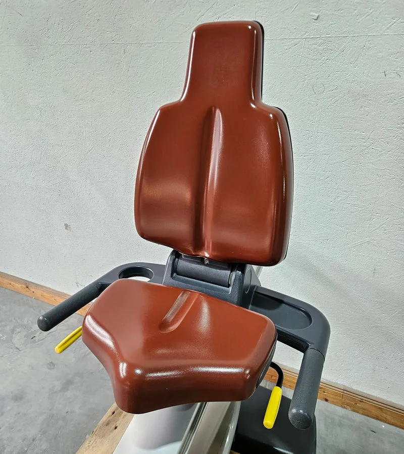 TechnoGym Recumbent Excite Line Recline 500, LED Display, verstellbare Pedalarme, ohne Handpuls, Polster Rot-Braun, gebraucht - überholter Zustand