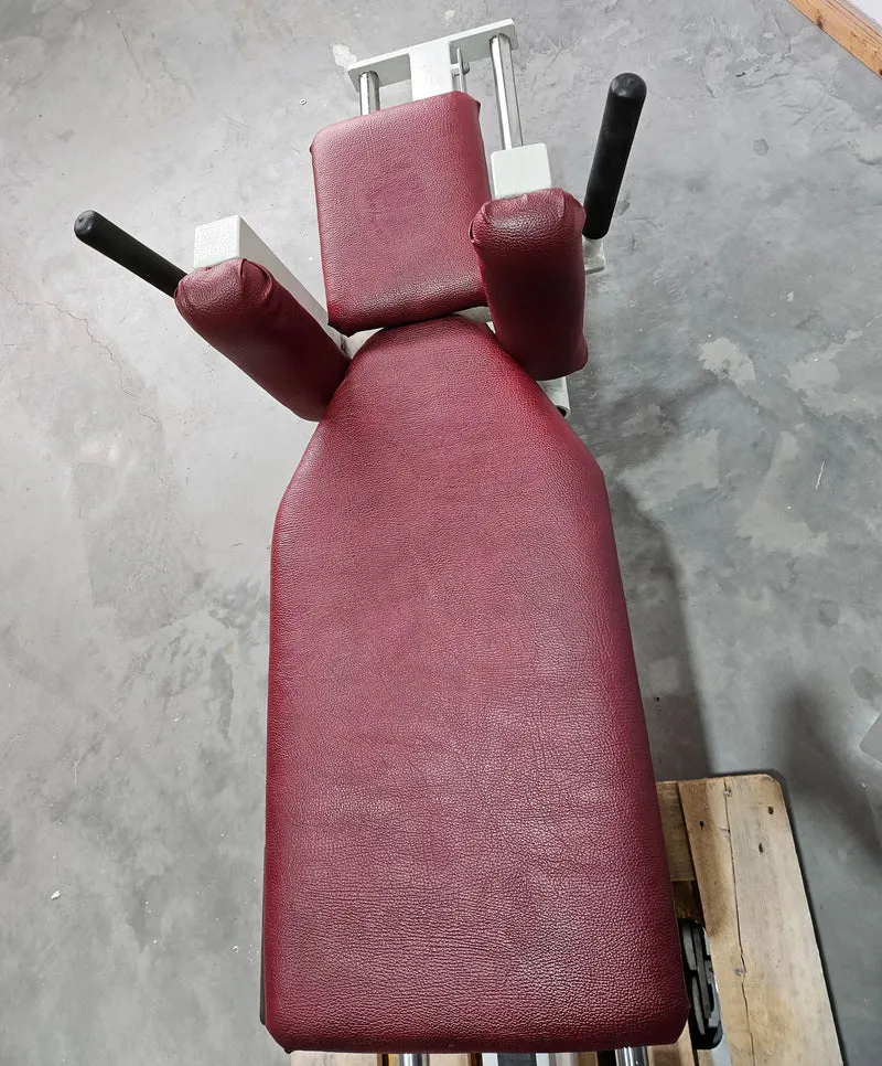 Gym80 Beinpresse liegend, Leg Press lying, 213kg Gewichtsblock, Oldschool Bodybuilding Kraftgerät - Rahmenfarbe Weiß, gebraucht mit Gebrauchsspuren