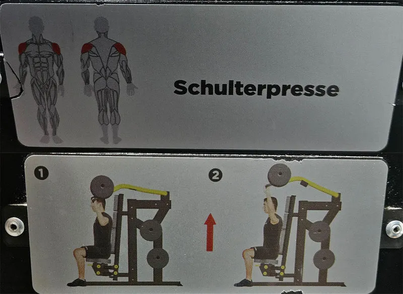 Master Sport Plate loaded Set, 14 Kraftgeräte, Farbe Schwarz/Anthrazit und Gelb, gebraucht - geprüfter Zustand