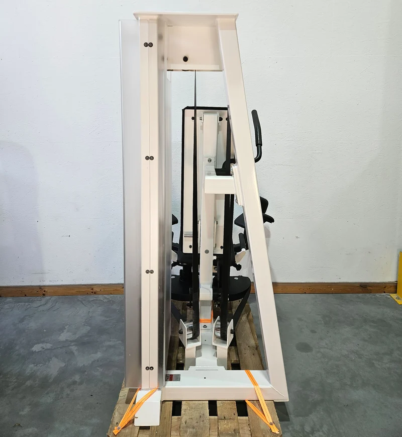 Gym80 Adduktorenmaschine, Hip Adductor, sitzend, Oldschool Bodybuilding Kraftgerät - Edition Line mit Verkleidung, Rahmen Weiß, gebraucht - geprüfter Zustand