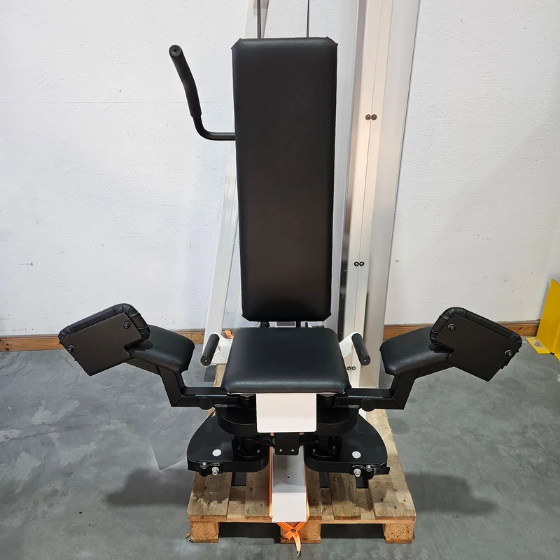 Gym80 Adduktorenmaschine, Hip Adductor, sitzend, Oldschool Bodybuilding Kraftgerät - Edition Line mit Verkleidung, Rahmen Weiß, gebraucht - geprüfter Zustand