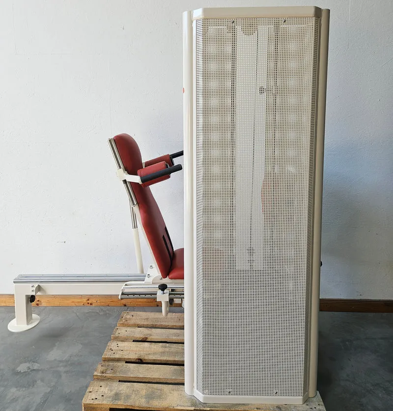 Dynamed Funktionsstemme Kombi Sitzend-Liegend, 150kg Gewichtsblock, mit Kippkreisel, Beinpresse verstellbar, Stolzenberg, Rahmen Weiß, gebraucht - überholter Zustand