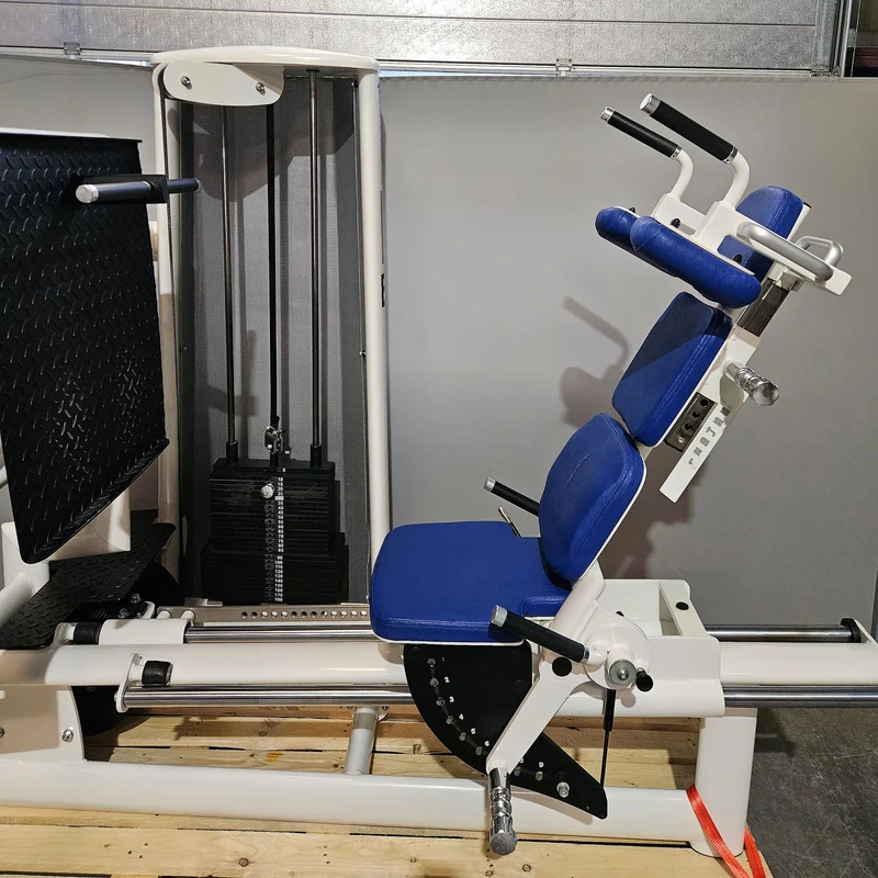 Gym80 Med80 3283 Funktionsstemme sitzend - liegend, 180kg Gewichtsblock, Beinpresse verstellbar, Farbe Weiß, gebraucht - überholter Zustand