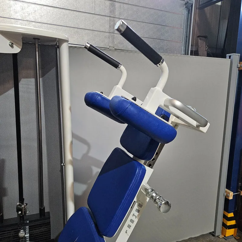 Gym80 Med80 3283 Funktionsstemme sitzend - liegend, 180kg Gewichtsblock, Beinpresse verstellbar, Farbe Weiß, gebraucht - überholter Zustand
