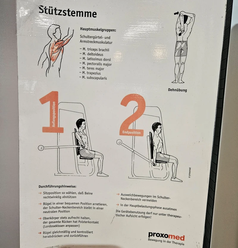 Proxomed, Stützstemme, Dips, Trizepsmaschine, Armstrecker, Compass Serie, Farbe Weiß, gebraucht - geprüfter Zustand mit Gebrauchsspuren